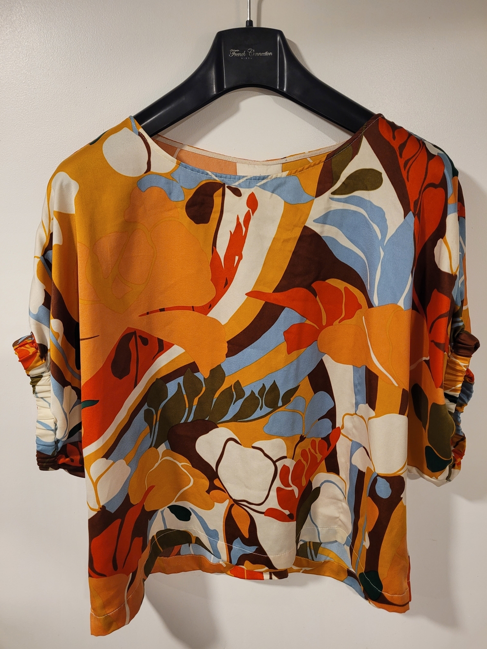 MELLODAY Multicolor Floral Silk-Blend Set in Orange, Blue & Brown